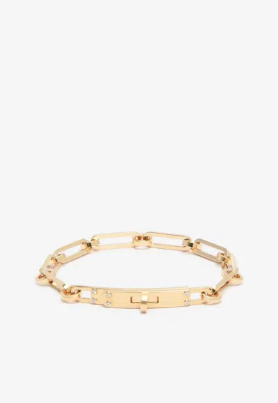 Pre-owned Hermes Kelly Pm Chaine Bracelet In Yellow Gold And 6 Diamonds