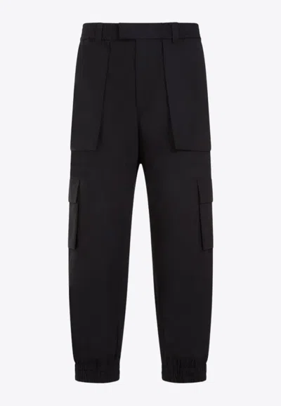 Alexander Mcqueen Khaki Cotton Canvas Cargo Pants In Black