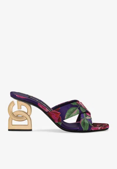 Dolce & Gabbana 3.5-heel Floral-jacquard Mules In Multicolor