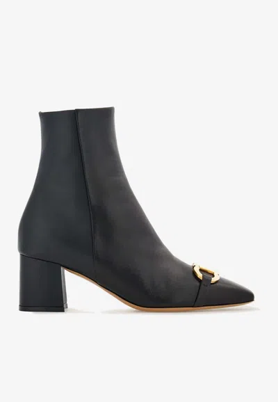 Ferragamo Woman Bootie With Gancini Ornament In Black