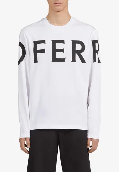 Ferragamo Logo-printed Long-sleeved T-shirt In White