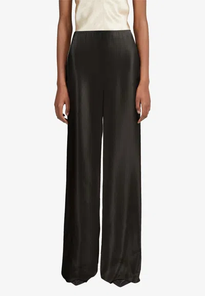 Ferragamo Satin Pajama Pants In Black