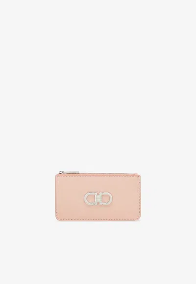 Ferragamo Signature Gancini Credit Card Holder In Pink