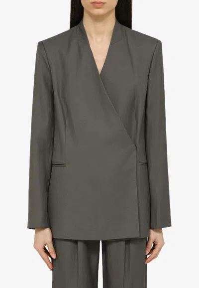 Loulou Studio Sandyato Single-breasted Grey Viscose Blazer In Gray