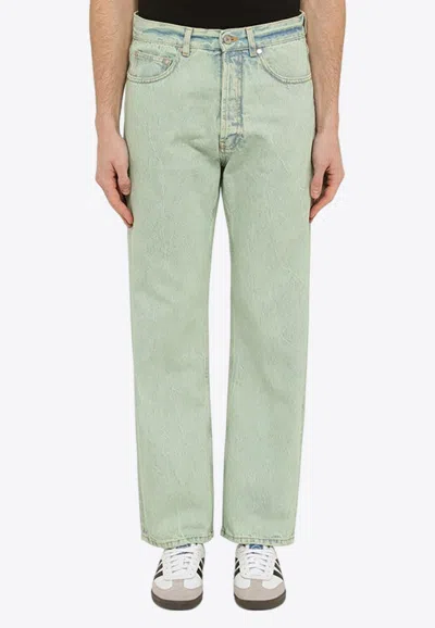 Palm Angels Straight-leg Basic Jeans In Green