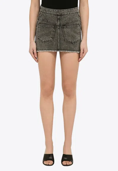 The Mannei Malmo Denim Mini Skirt Inside Out In Gray