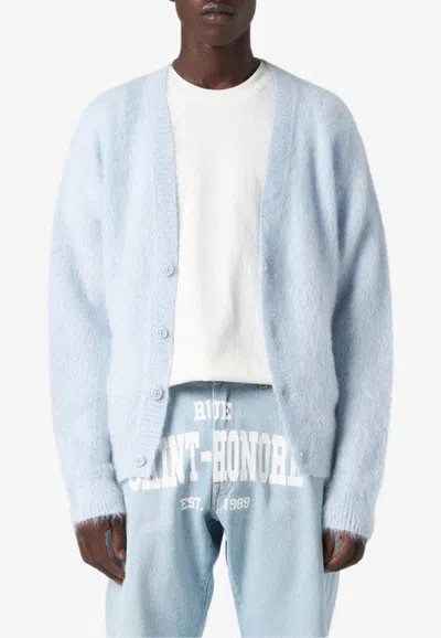 1989 Studio Pastel Light Blue Mohair Blend Cardigan In Blue