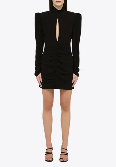 Alessandra Rich Black Draped Silk Minidress In Black