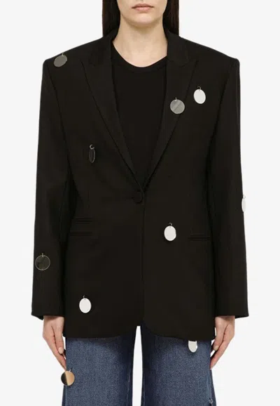 David Koma Single Breasted Jacket With Wool Mirrors In Black