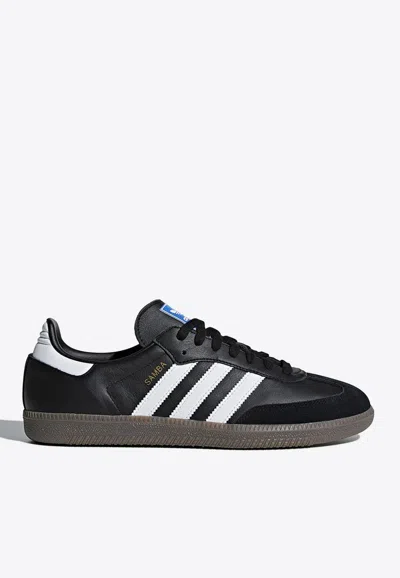 Adidas Originals Low-top Rubber Sole Sneakers With Contrast Stripes In Black
