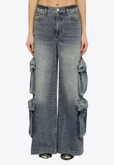 Amiri Straight-leg Cargo Jeans In Blue