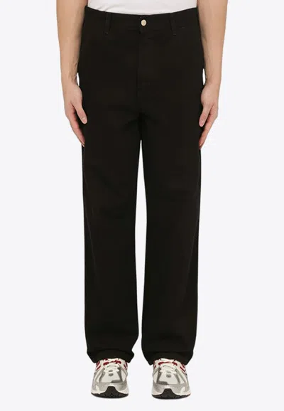 Carhartt Single Knee Straight-leg Organic Cotton-canvas Trousers In Black