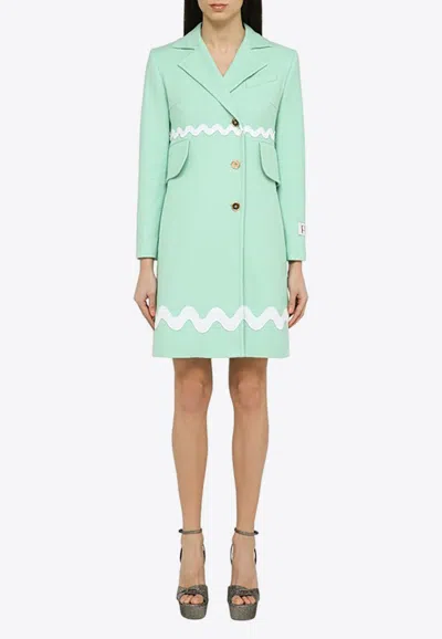 Patou Single-breasted Mint Green Cotton Coat In Green