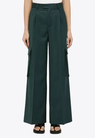 Amiri Pleated Wide-legged Casual Pants In Green