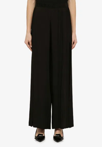 Federica Tosi Full Length Wide Leg Trousers In Viscose In Black