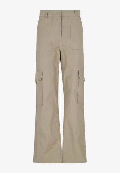 Valentino Cotton-blend Canvas Wide-leg Cargo Pants In Beige