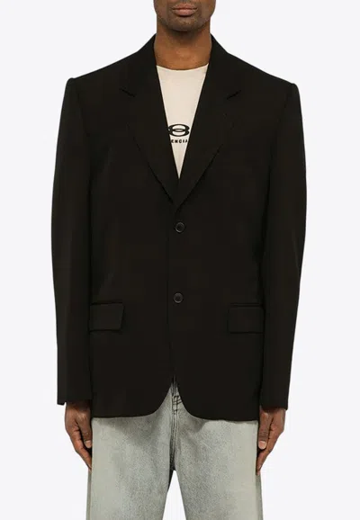 Balenciaga Black Wool Single-breasted Jacket In Black