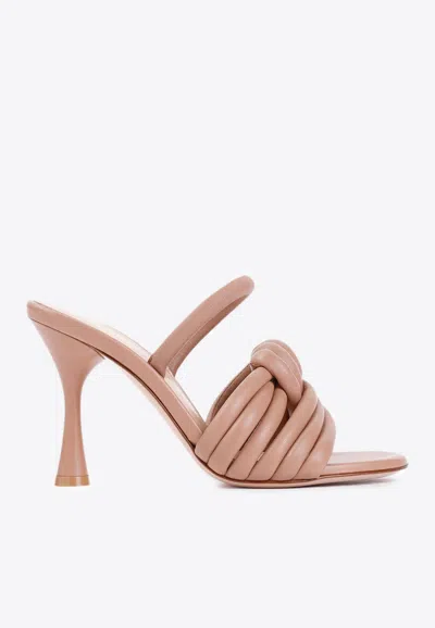 Gianvito Rossi Ottavia 95 Knotted Leather Slingback Sandals In Nude
