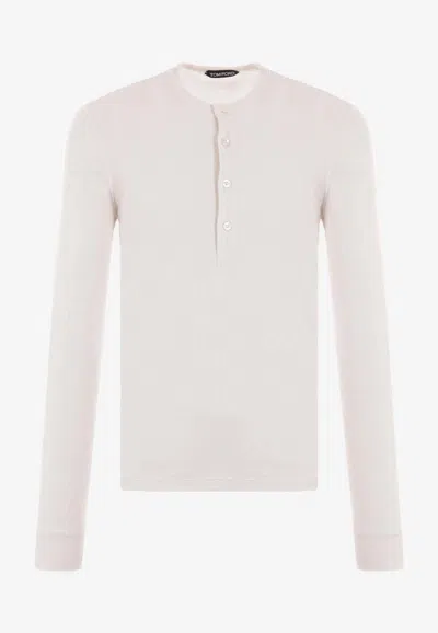 Tom Ford Cotton & Modal Ribbed Henley T-shirt In White