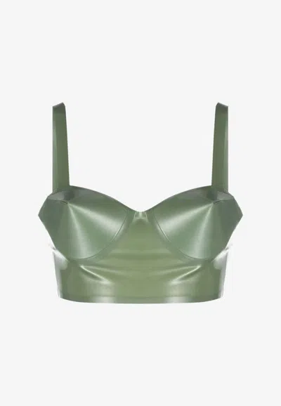 Maison Margiela Adjustable Balconette Bra With Wide Shoulder Straps In Green
