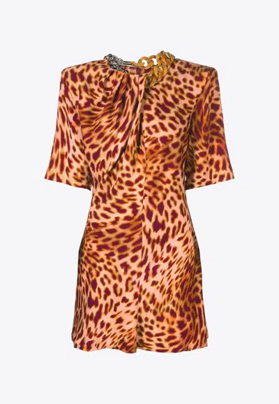 Stella Mccartney Leopard-print Mini Dress In Multicolor