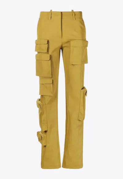 Off-white Multi-pocket Straight-leg Cargo Trousers In Yellow