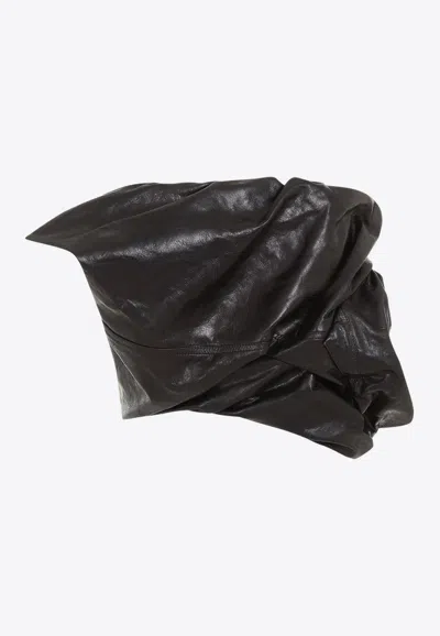 Rick Owens Black Draper Bustier Calf Leather Top In Black