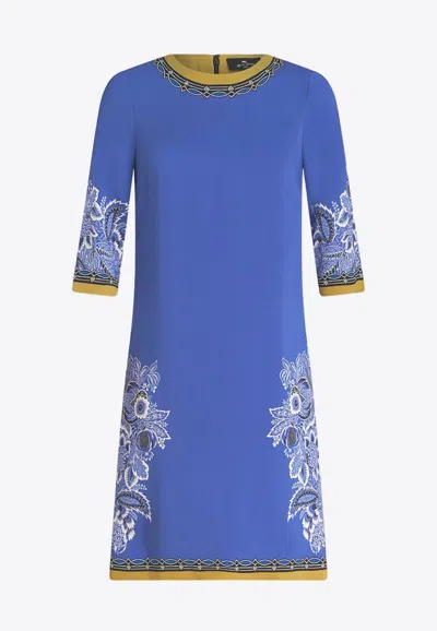 Etro Blue Multicolour Viscose Blend Dress In Blue