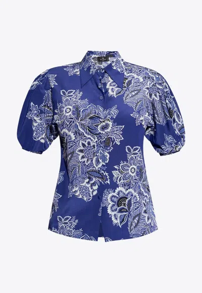 Etro Bandana Print Short-sleeved Shirt In Light Blue