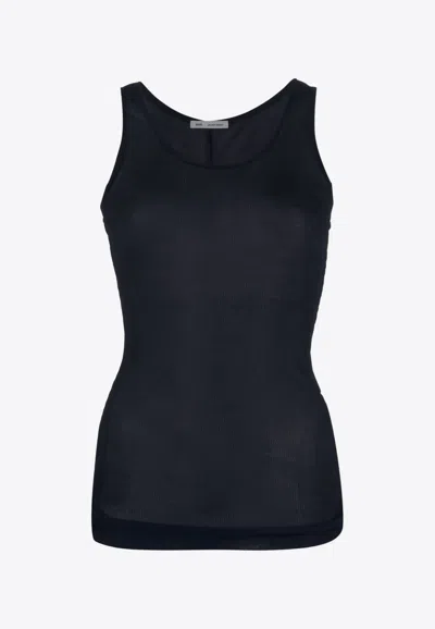 Ami Alexandre Mattiussi U-neck Semi-sheer Tank Top In Navy