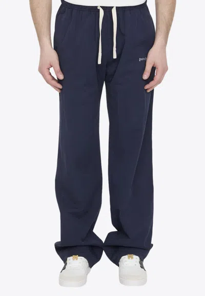Palm Angels Logo Drawstring Track Pants In Blue