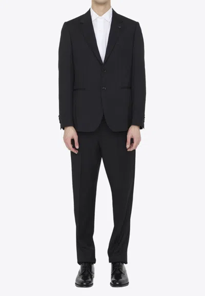 Lardini Single-breasted Wool Suit In Black