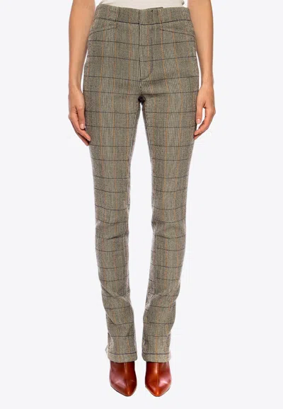 Chloé Check Print Tapered Pants In Beige