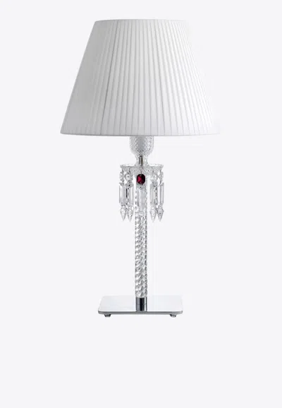 Baccarat Torch Crystal Desk Lamp With White Shade In White