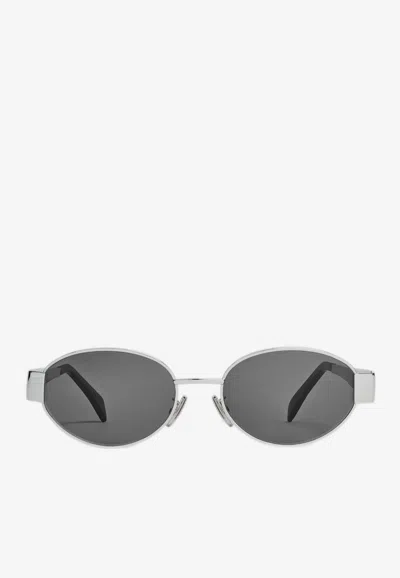 Celine Triomphe 54mm Oval Sunglasses In Gray
