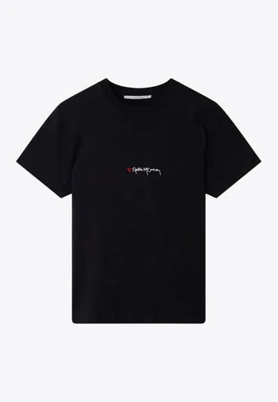 Stella Mccartney Stella Mc Cartney T Shirt With Embroidered Signature In Black