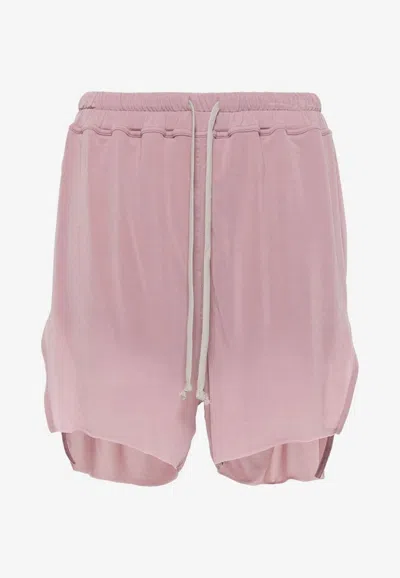 Rick Owens Drawstring Jersey Shorts In Powder