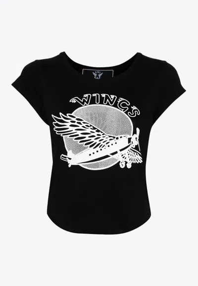 Stella Mccartney Wings Graphic Print Baby Tee In Black