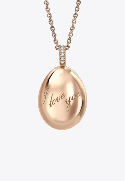 Fabergé Essence I Love You Egg Pendant Necklace In 18-karat Rose Gold In Rose Gold