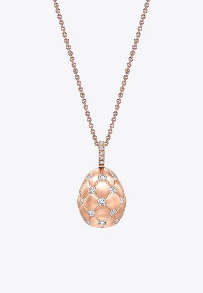 Fabergé Treillage Diamond Egg Pendant Necklace In 18-karat Rose Gold In Rose Gold