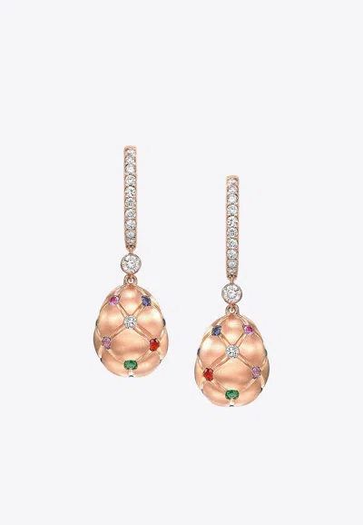 Fabergé Treillage Gemstone Drop Earrings In 18-karat Rose Gold In Rose Gold