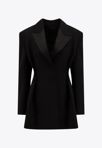 Givenchy Pleated Single-breasted Wool Blazer In Black