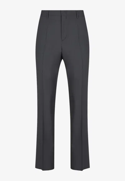 Valentino Wool And Mohair Straight Pants In Gray