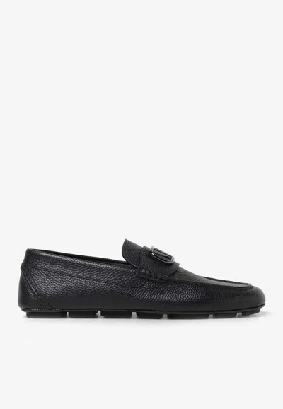 Valentino Vlogo Signature Slip-on Loafers In Black