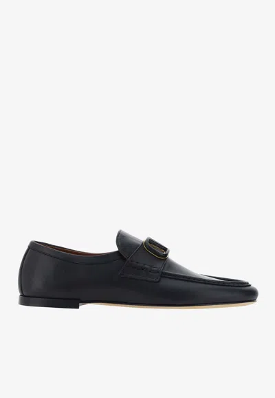 Valentino Garavani Vlogo Signature Leather Loafers In Black