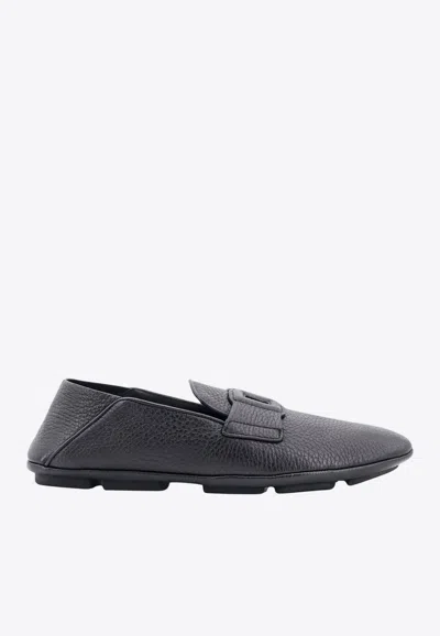 DOLCE & GABBANA DG LOGO DEERSKIN LOAFERS 