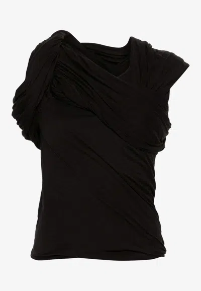 Rick Owens Harness T Draped Top In Black