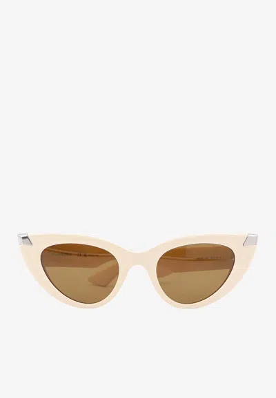 Alexander Mcqueen Cat Eye-frame Recycled Acetate Sunglasses In Brown