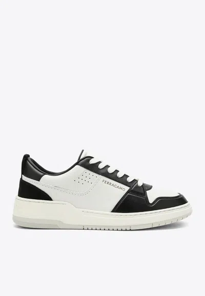 Ferragamo Suede Patch Skate Sneaker In White