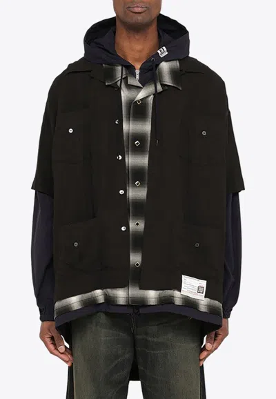 Miharayasuhiro Maison Mihara Yasuhiro Three Layer Hooded Shirt In Black